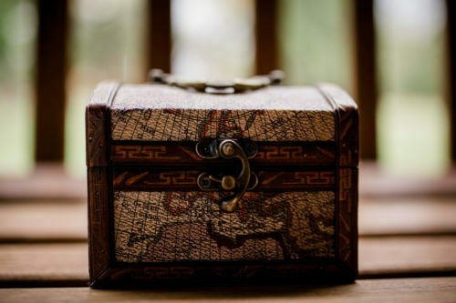 a brown book with a handle