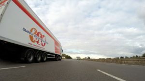 a semi truck on a highway