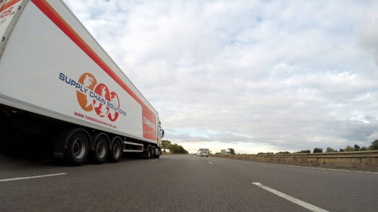 a semi truck on a highway