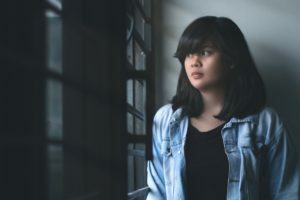 a person in a blue shirt