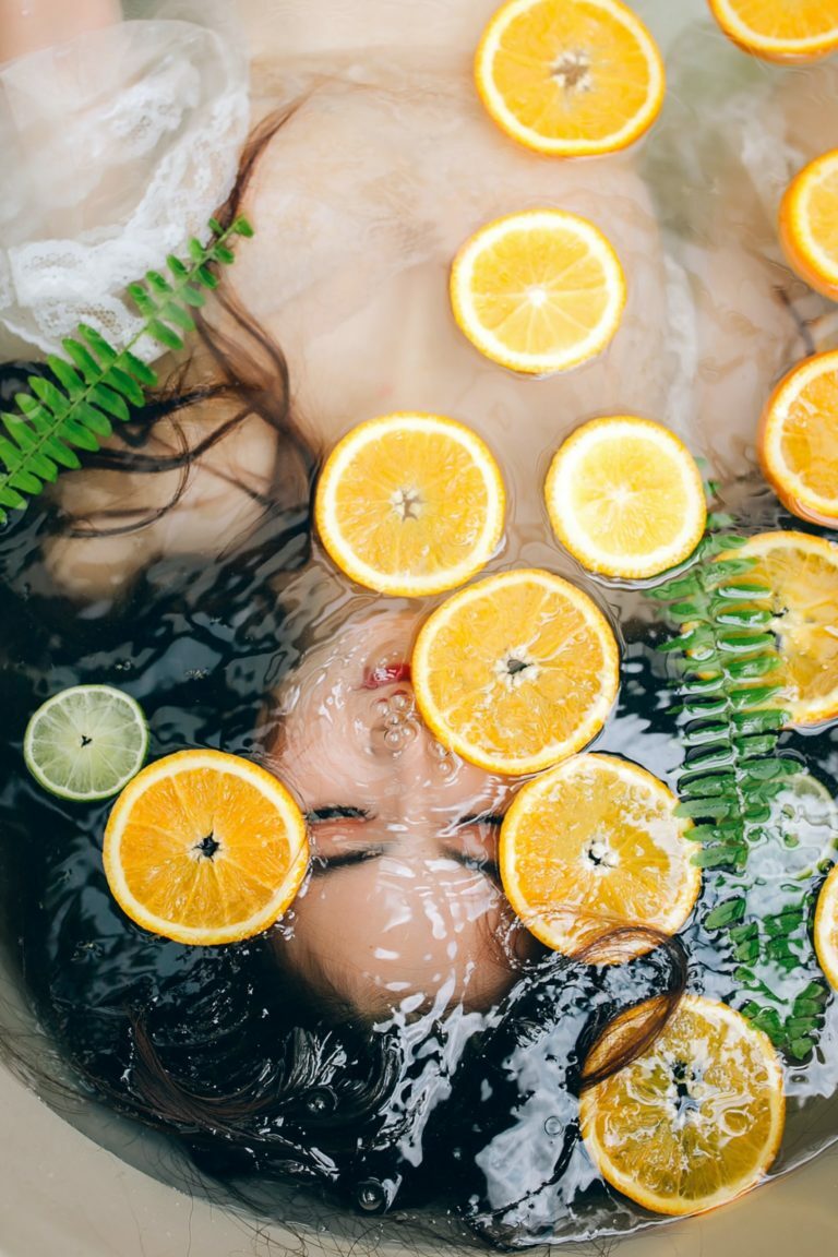 a plate of oranges