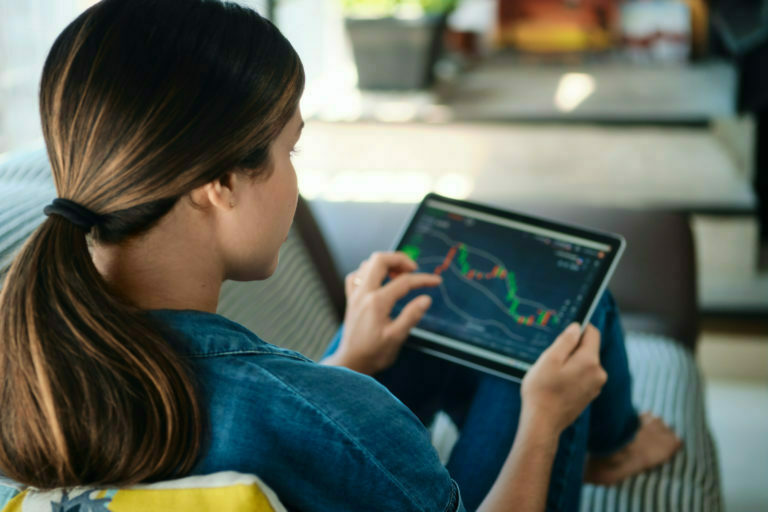 a woman using a tablet