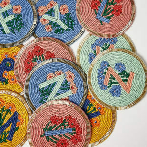 Amelie Alphabet Initial Beaded Coasters