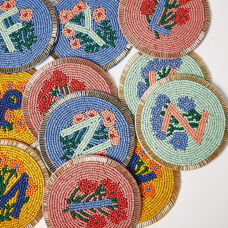 Amelie Alphabet Initial Beaded Coasters