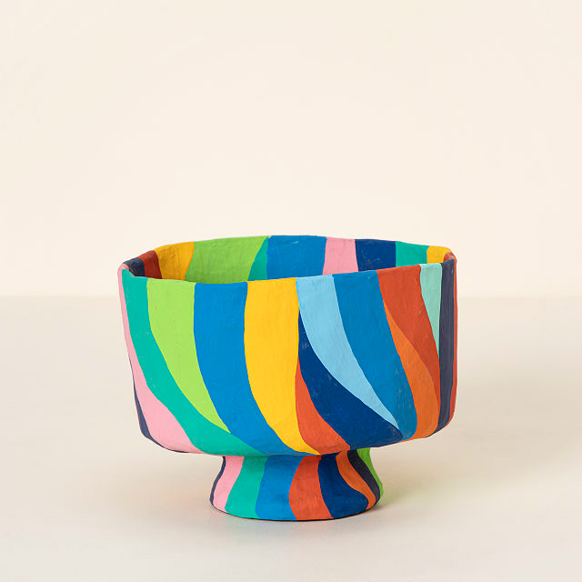 Rainbow Papier Mache Bowl