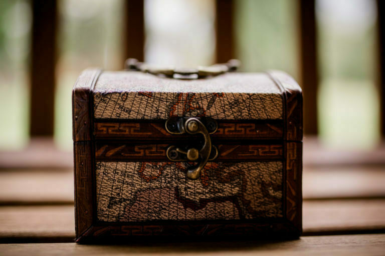 a brown book with a handle